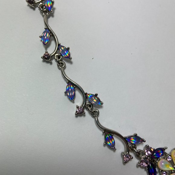 Iridescent Crystal Floral Statement Necklace - Picture 13 of 14